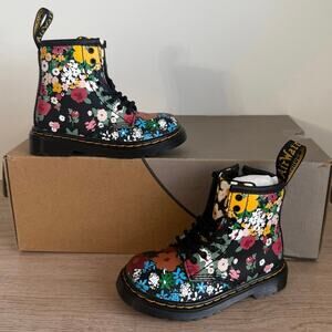 Dr. Martens 1460 Floral Mash Up Leather Lace Up Toddler Boots - SZ 7 C